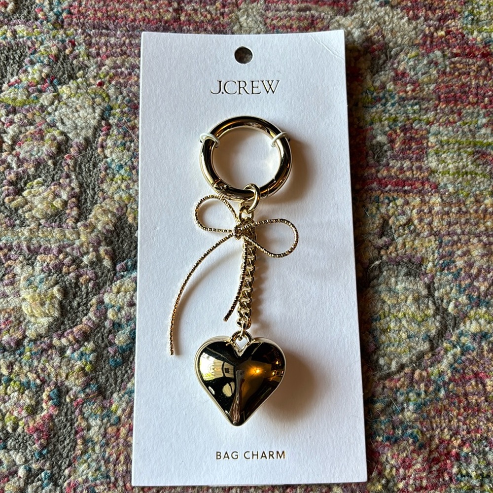 NWT - J.Crew Gold Heart Bag Charm
